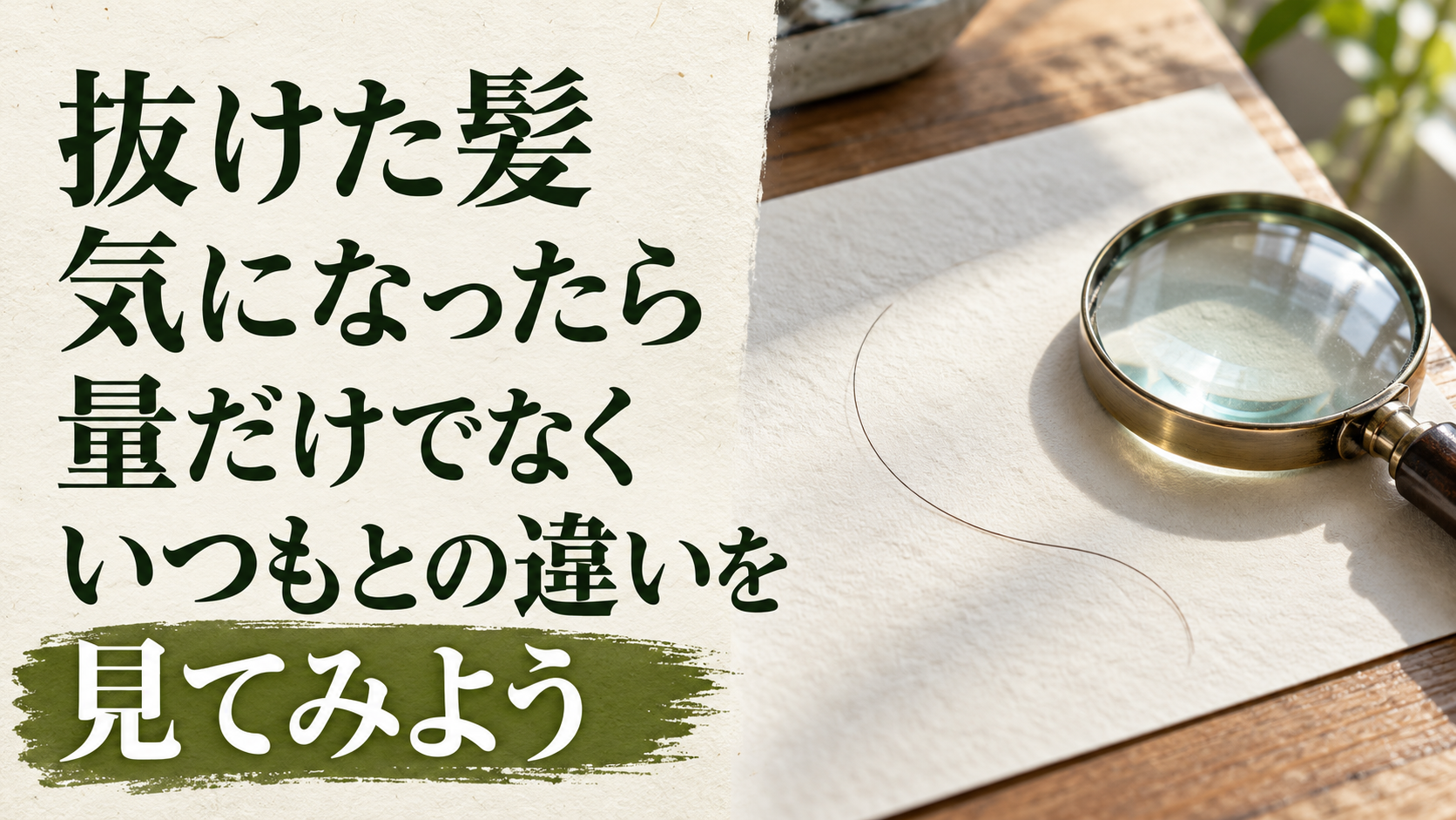 抜け毛が気になったら、量だけでなく毛の両端も見てみようをテーマにしたイメージ画像